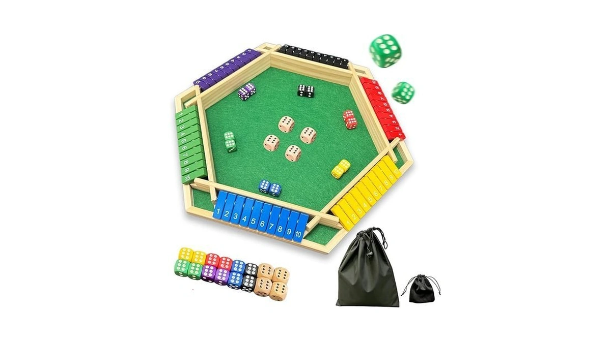 Astrolin Shut The Box Game For 1-6 Players, Wooden Board