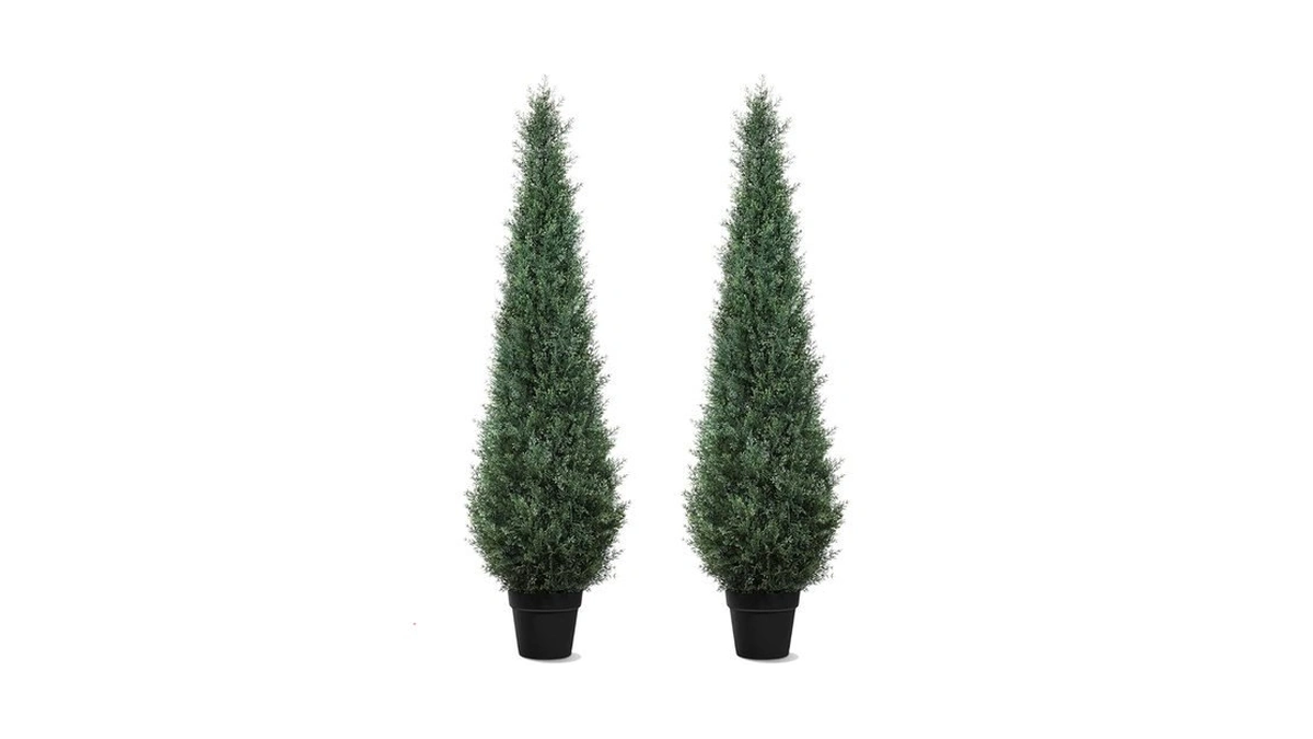 Artificial Trees For Outdoors, Buziguby Artificial Cedar Topiary Trees, 5ft