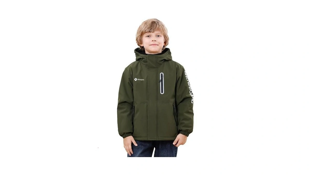 Boys' Waterproof Skiing Jacket - Winter Fleece Lined Snowboarding Coat