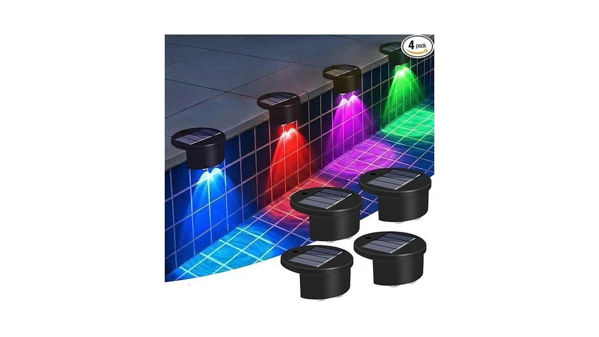 Rerekiki Poolside Solar Light For Inground Pool, 4 Pack Above