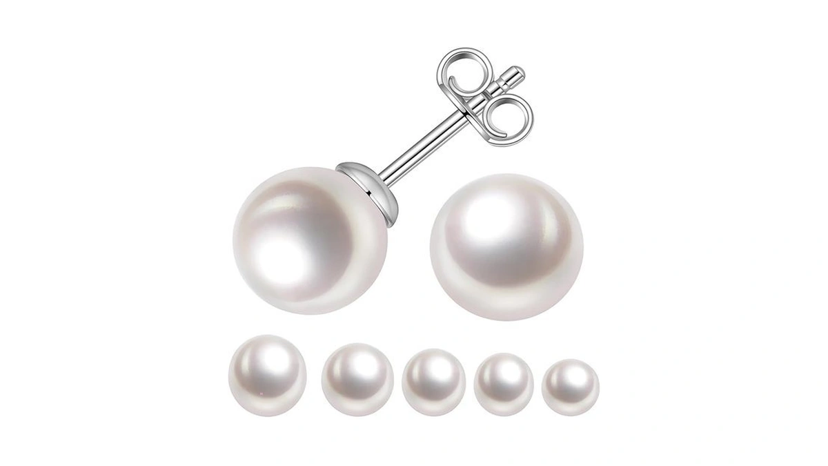 Impalsory Aaaa+ Handpicked Round White Freshwater Real Pearl Earrings Studs