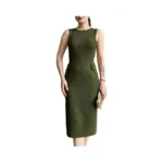 Women's Crew Neck Elegant Sleeveless Midi Bodycon Dress Work Cocktail
