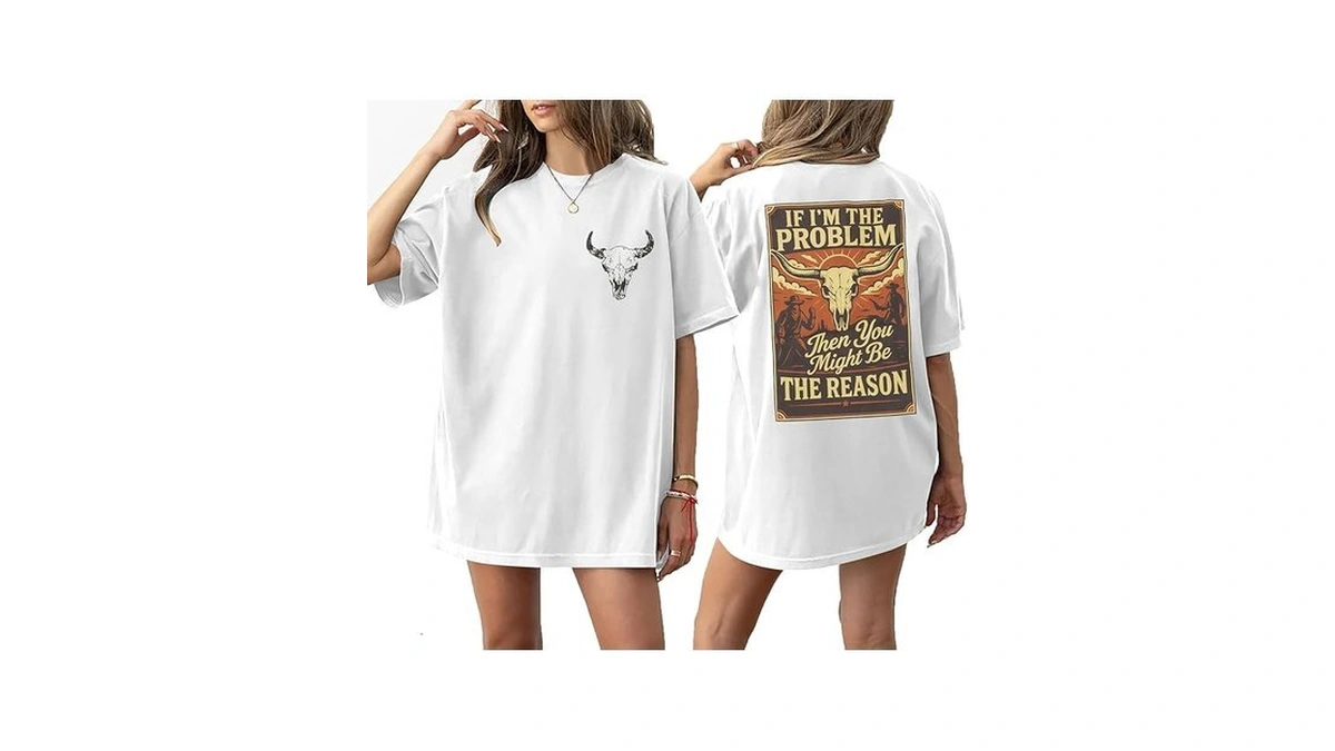 Oversized Country Music Shirts For Women Cow Skull Shirt Western