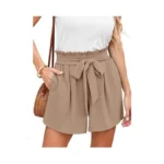 Dearcase Elastic Waist Shorts For Women Summer Light Khaki X-large