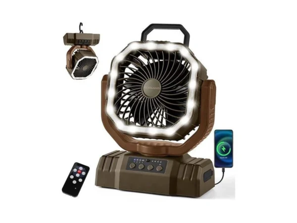 Odoland Portable Camping Fan With Led Lantern, 20000mah Rechargeable Battery