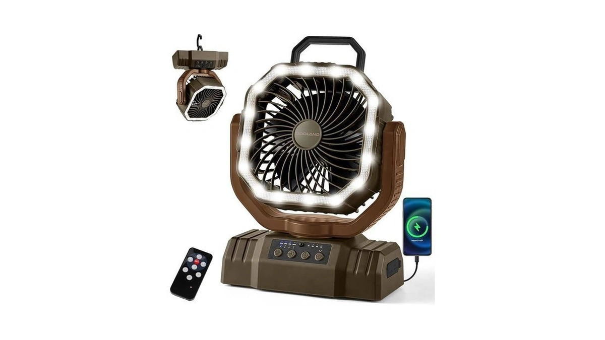 Odoland Portable Camping Fan With Led Lantern, 20000mah Rechargeable Battery