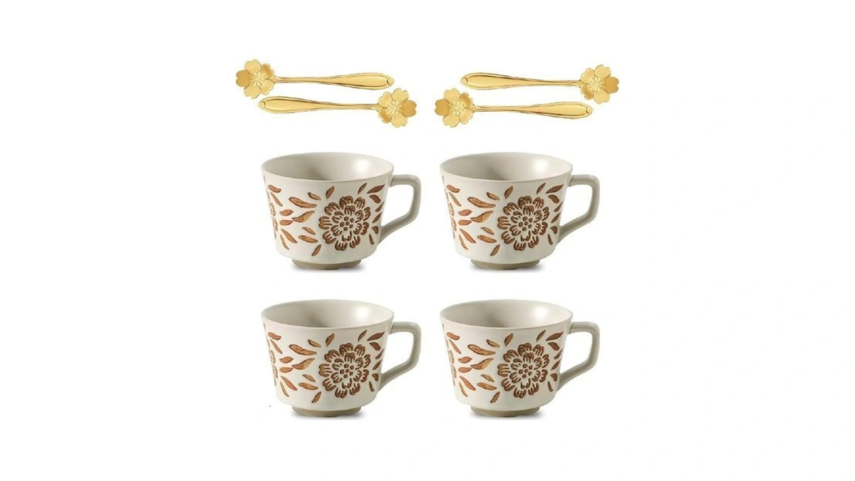 Jigvoe Novelty Ceramic Coffee Mug Set Of 4, 12oz Dandelion