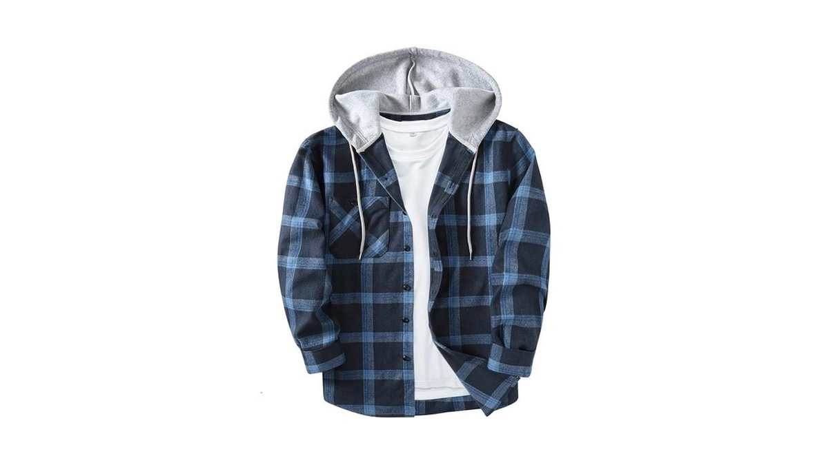 Scodi Mens Flannel Hoodie Shirt Casual Button Down Plaid Jacket
