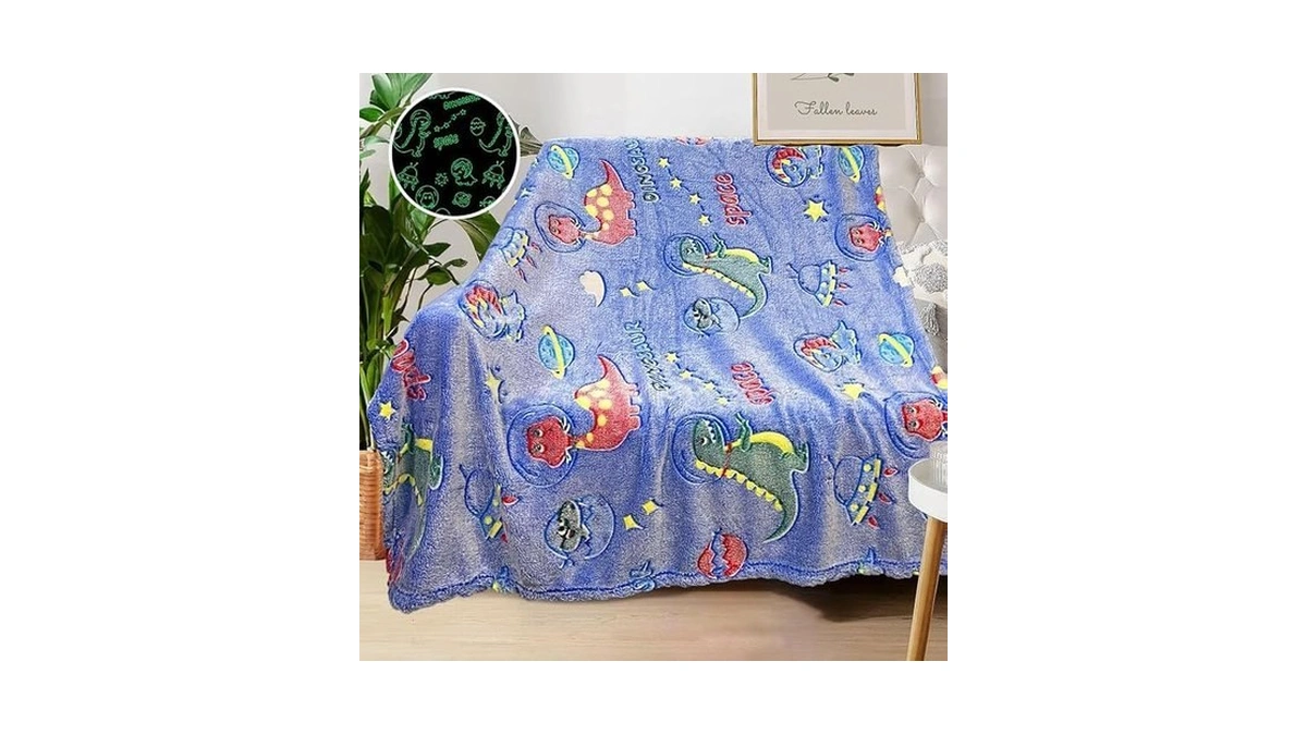 Personalized Dinosaur Blanket For Boys - Glow In The Dark,
