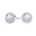 Moissanite Halo Earrings 925 Sterling Silver Stud For Men Women