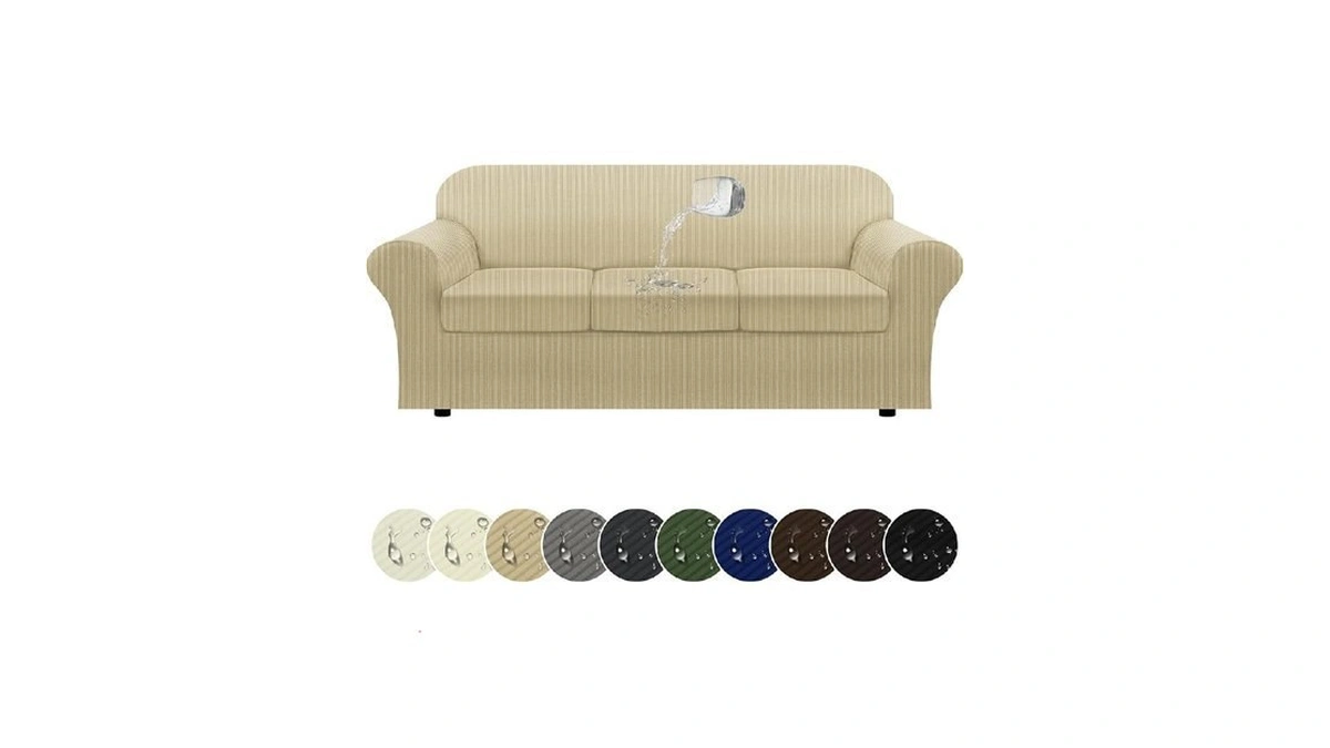 Pfrstuv 100% Waterproofcouch Cover 4-piece Set Striped Sofa Slipcovers For