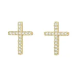 Tiny Gold Stud Earrings, Hypoallergenic Cross Earrings For Women, Small