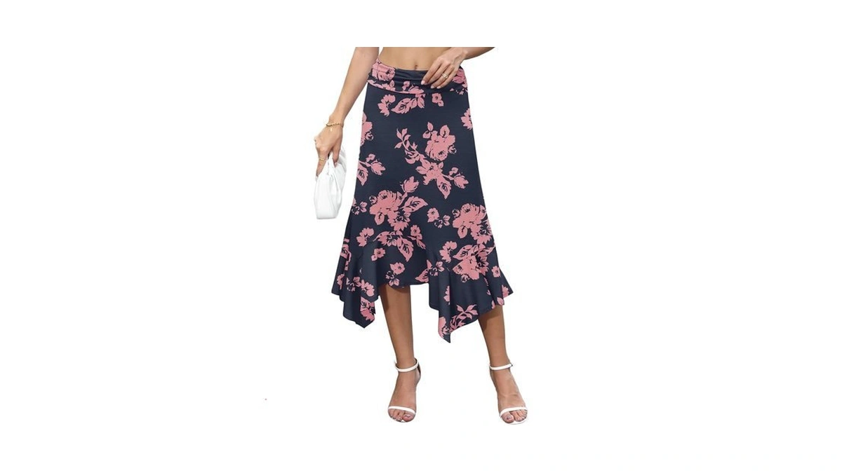 Ysyokow Midi Skirts For Women Summer High Waisted Flowy A-line