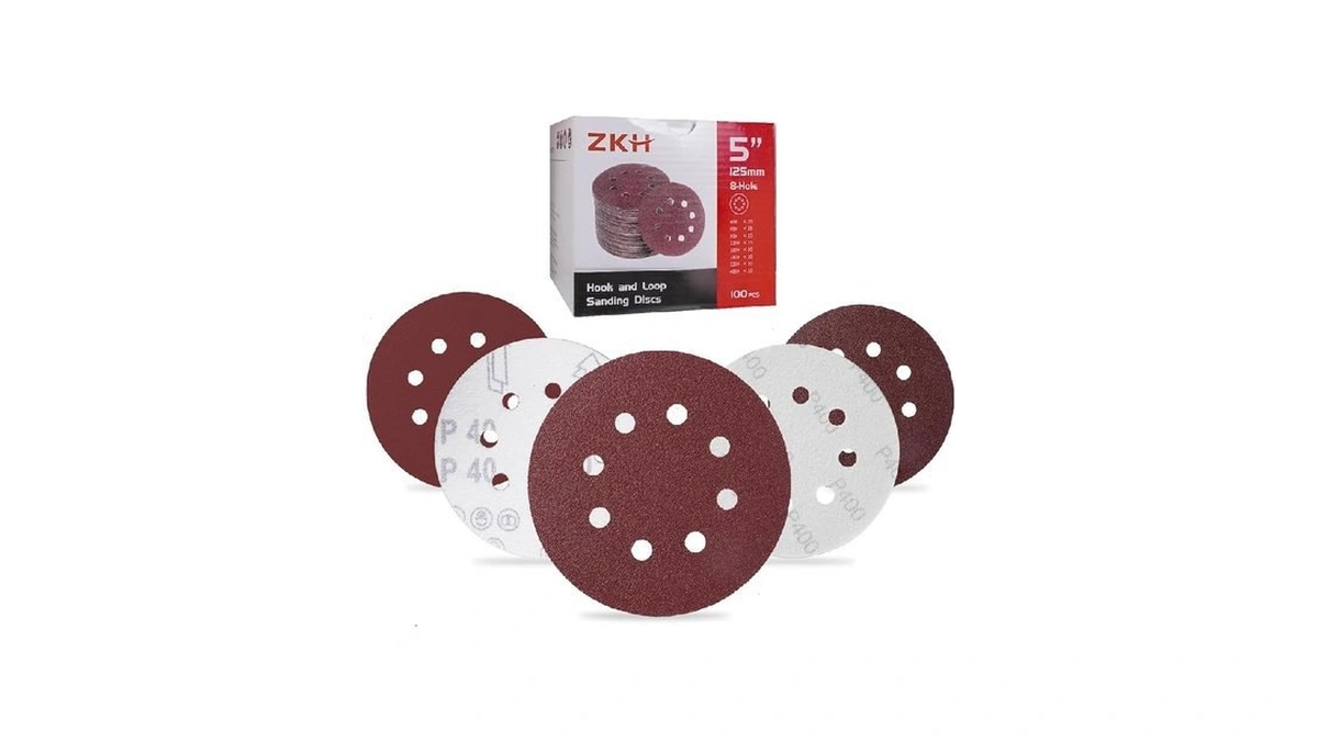 Zkh 100 Pcs 5 Inch Sanding Discs, 8 Hole Hook