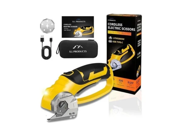 Cordless Electric Scissors – 4v Rotary Fabric & Cardboard Cutter