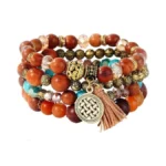 Slyaih Boho Beaded Bracelets For Women Stackable Crystal Gold Plated