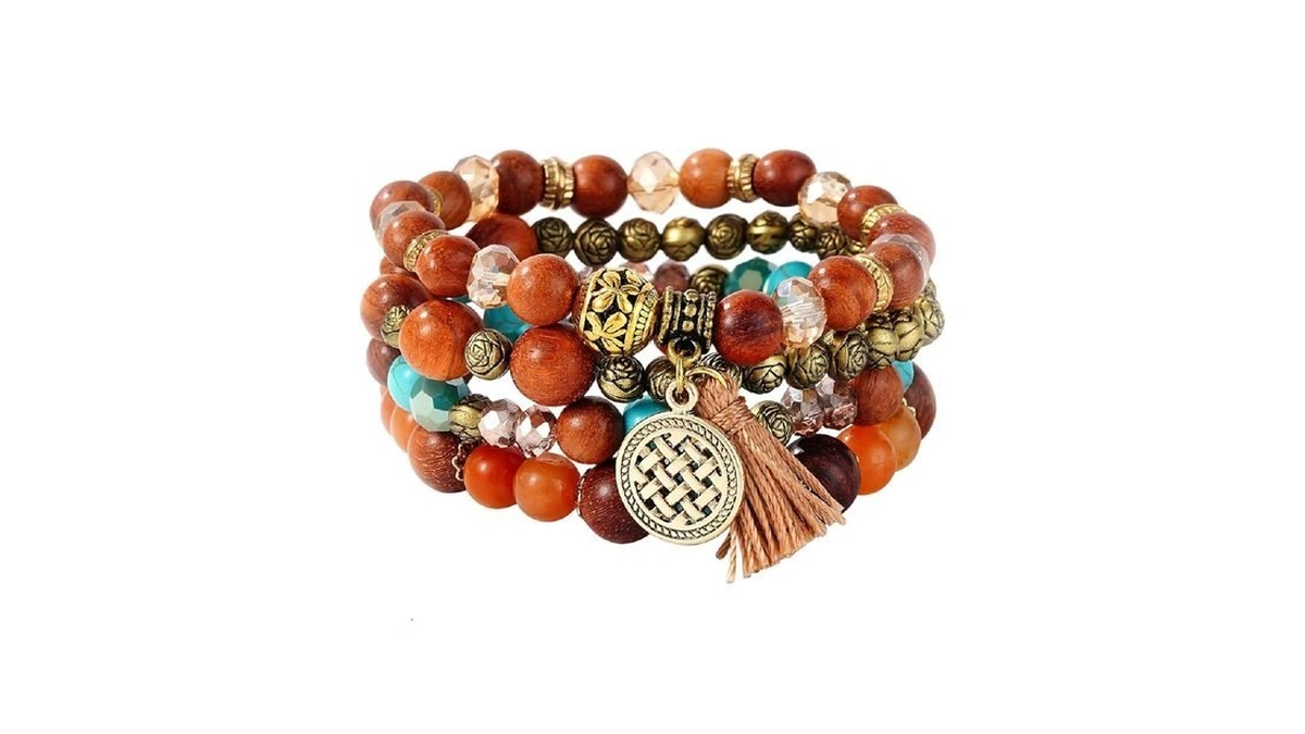 Slyaih Boho Beaded Bracelets For Women Stackable Crystal Gold Plated