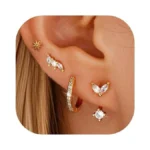 Gold Stud Earrings For Women, 6 Pairs 14k Hypoallergenic Cartilage