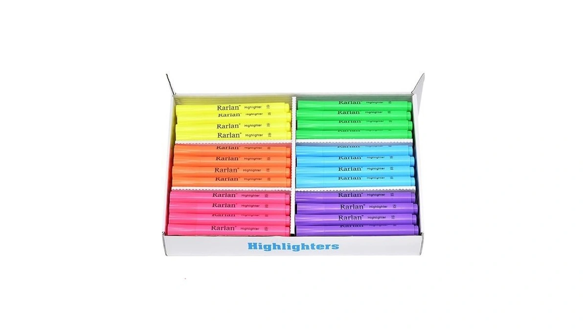 Rarlan Highlighters, Chisel Tip, Assorted Fluorescent, 72 Count Bulk Pack