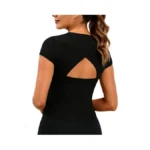 Yoins Open Back Workout Tops For Women Short Sleeve Quick