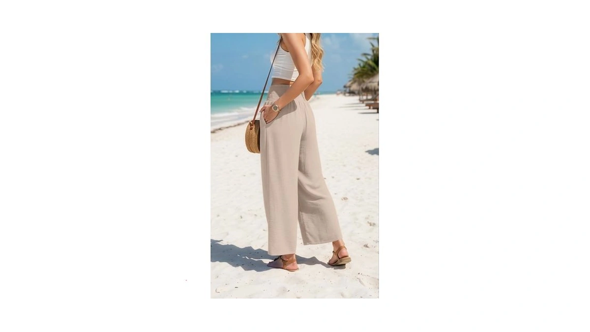 Lepunuo Womens Wide Leg Palazzo Pants High Waist Linen Boho