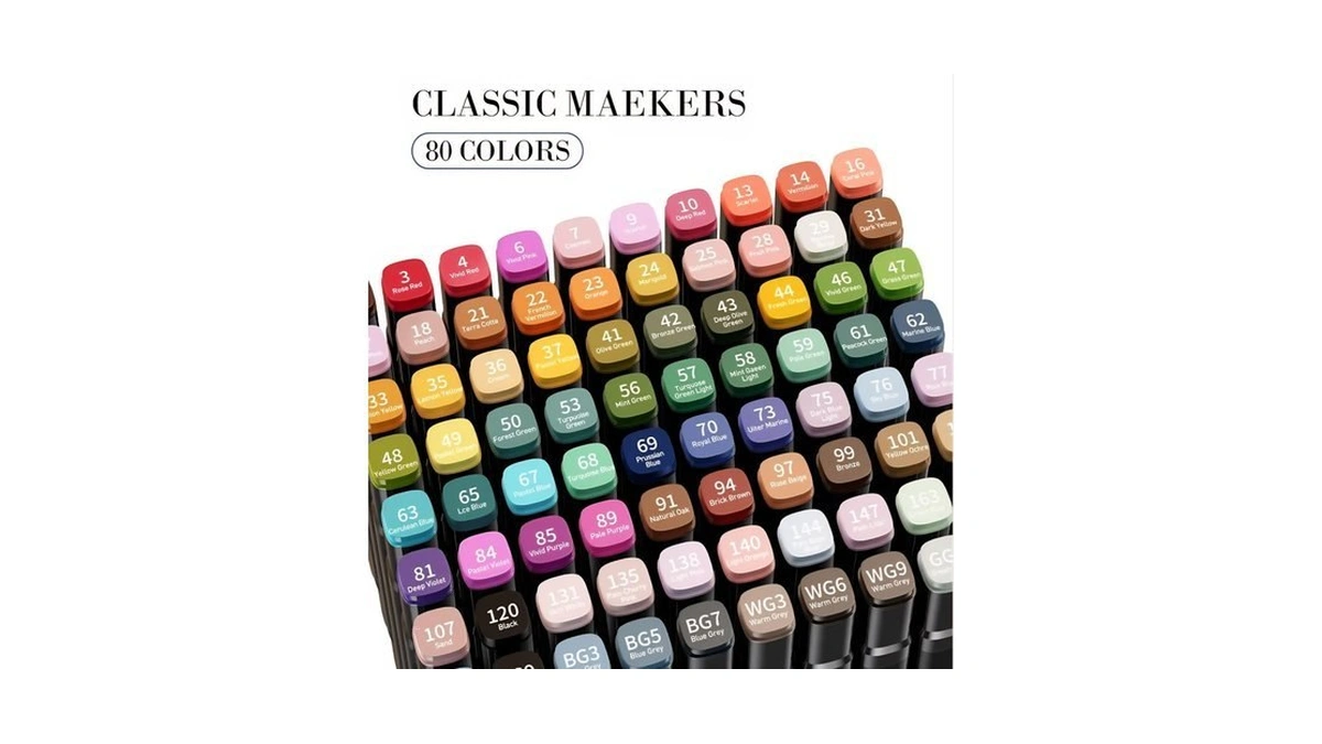 Wellokb Alcohol Markers, 80 Colors Dual Brush Tip Permanent Art