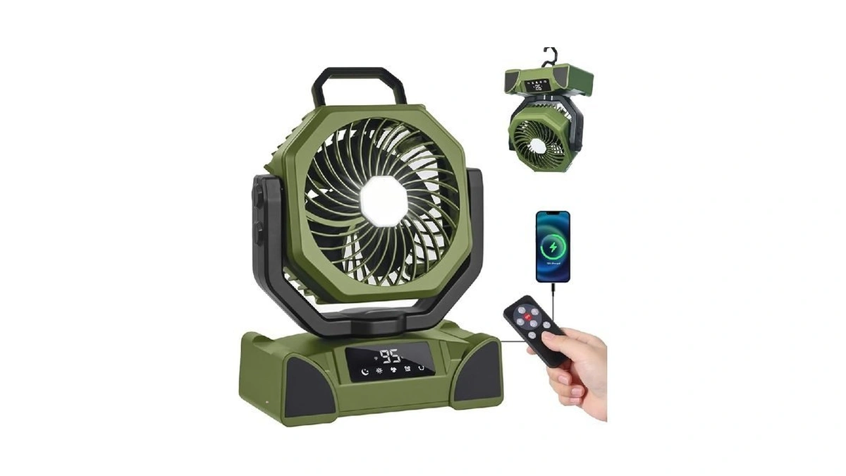 Outtply 20000mah Portable Camping Fan, Rechargeable Battery Powered Fan With