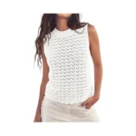 Fisoew Womens Summer Knit Sweater Vest Sleeveless Crochet Tank Tops