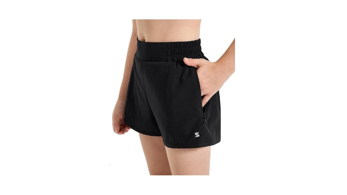 Stelle Girl's Athletic Shorts With Liner Zipper Pockets Elastic Waist