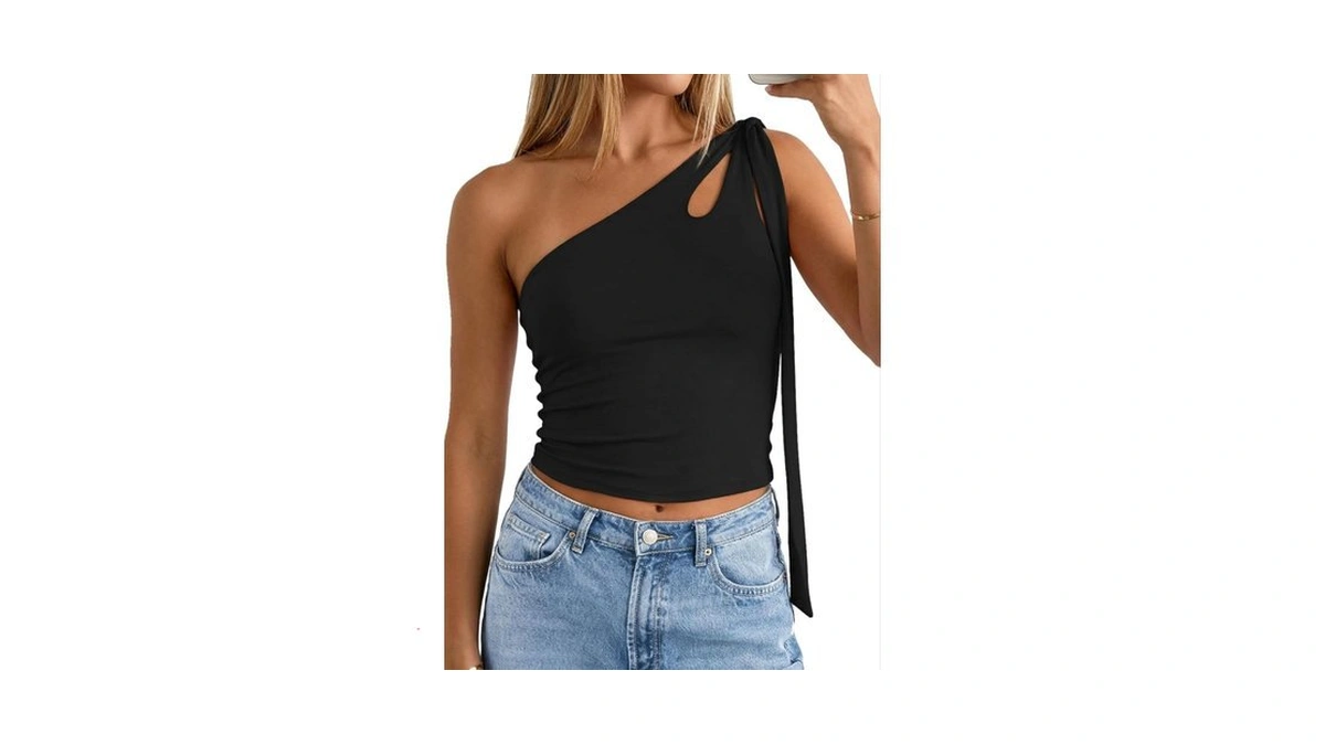 Matunana Womens One Shoulder Tops - Going Out Crop Y2k