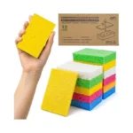 Metflavor Compressed Kitchen Sponges, 12 Count, Thick Non-scratch Cellulose Dish