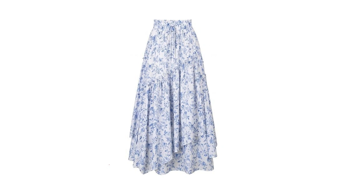 Scarlet Darkness Women Floral Print Boho Skirt Elastic High Waist