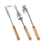 Fr 3 Pcs Stainless Steel Garden Weeder Set - Wooden-handled
