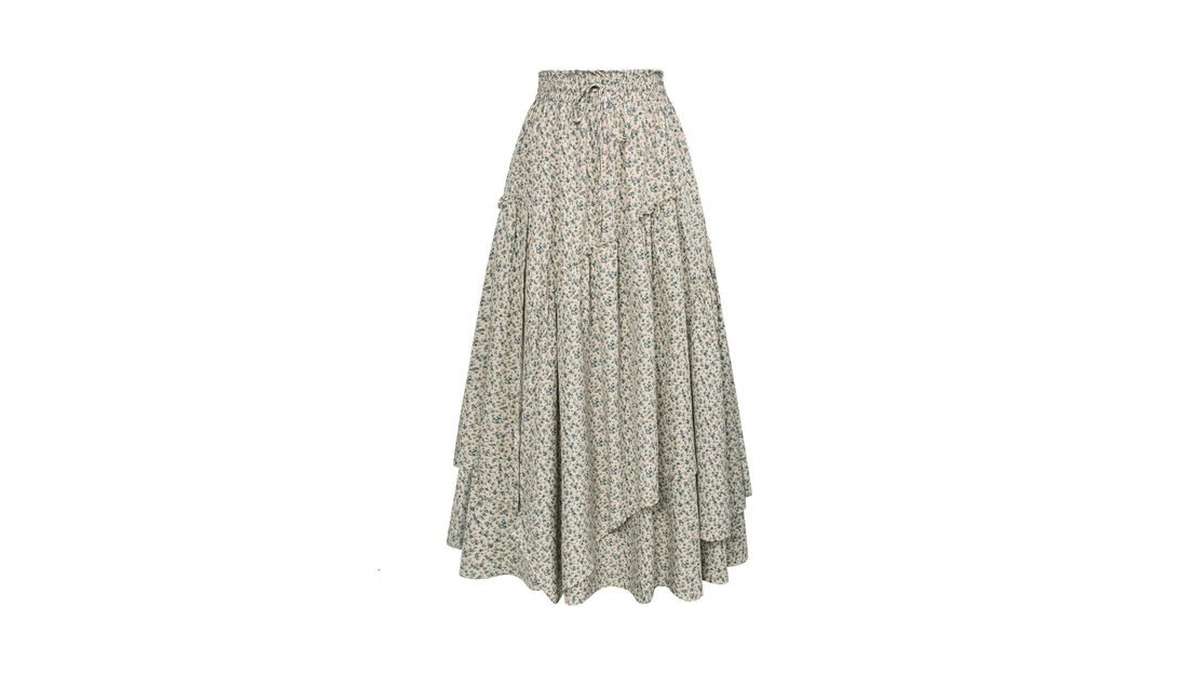 Scarlet Darkness Women Floral Print Boho Skirt Elastic High Waist