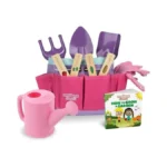 Pink Kids Gardening Tools - Includes Sturdy Tote Bag, Watering