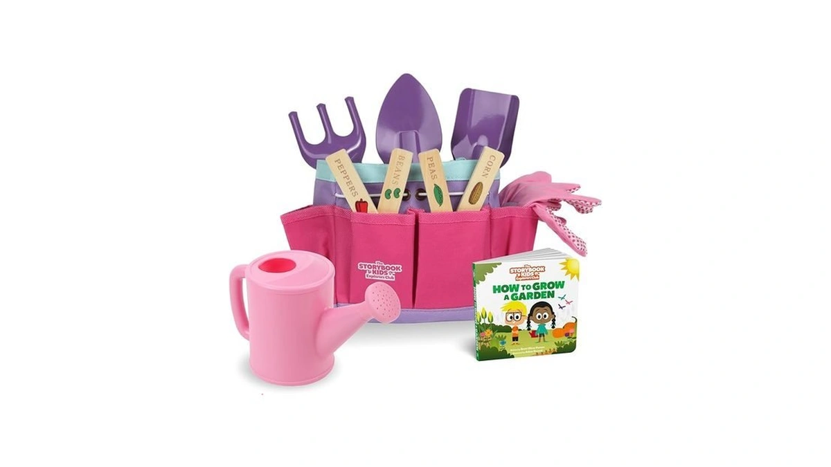 Pink Kids Gardening Tools - Includes Sturdy Tote Bag, Watering