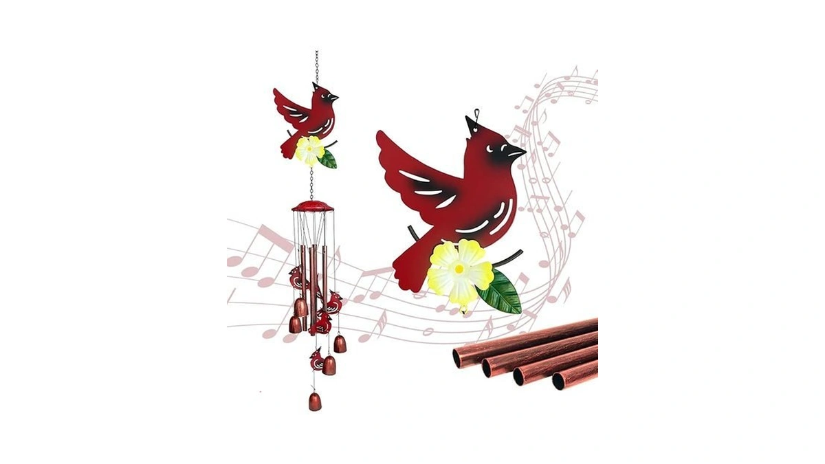 Hongland Wind Chimes For Outside,34" Hanging Metal Cardinal Windchimes Outdoor,unique