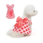 Bingpet Dog Valentines Outfit Dog Dress With Bowknot Puppy Clothes