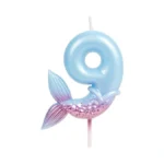Birthday Candles Numbers 9 Candle, Mermaid Birthday Decorations, Happy 9th