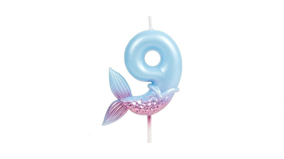 Birthday Candles Numbers 9 Candle, Mermaid Birthday Decorations, Happy 9th
