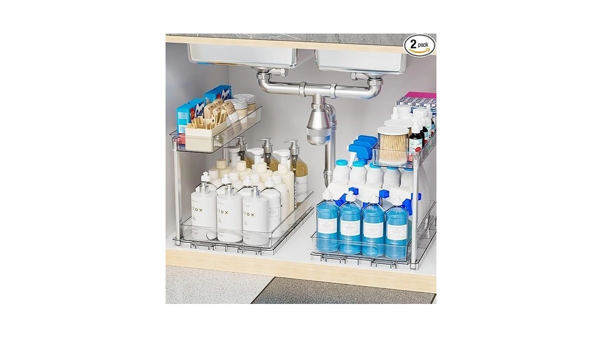 Yieach 2 Pack 14.5″ Deep Pull Out Under Sink Organizer,10.8″