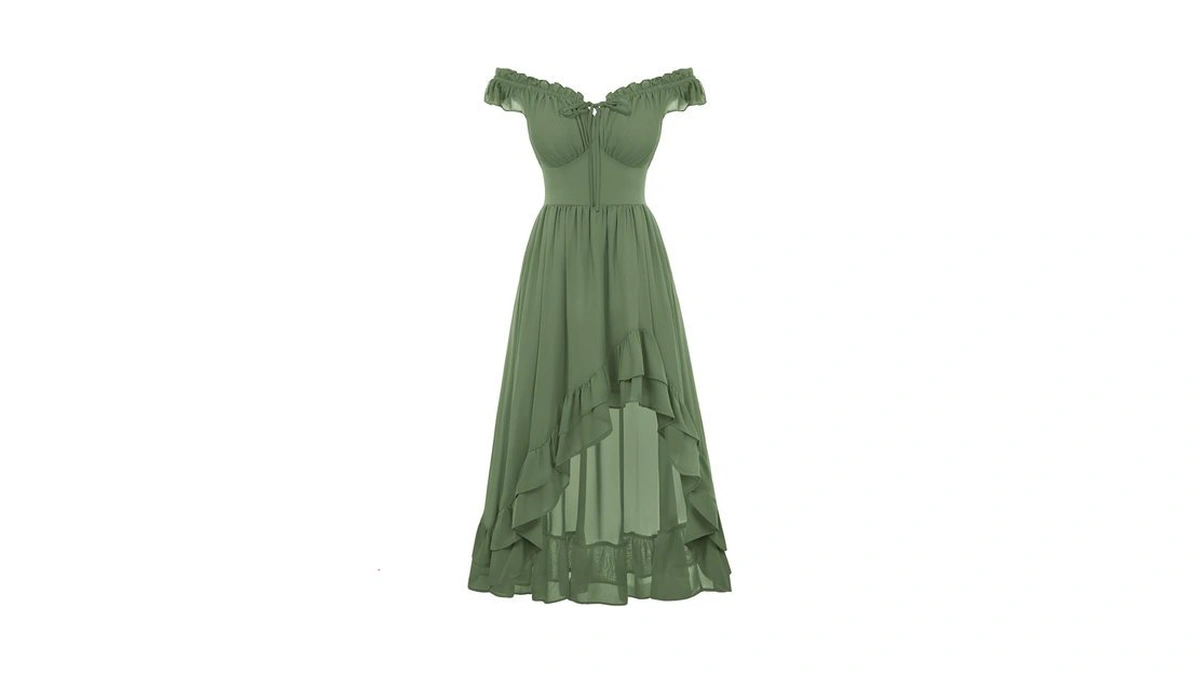 Scarlet Darkness Renaissance Corset Dress For Women Off Shoulder Flowy
