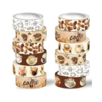 Nikomie 12 Rolls Washi Tape Set,6 Design Coffee Themed Decorative