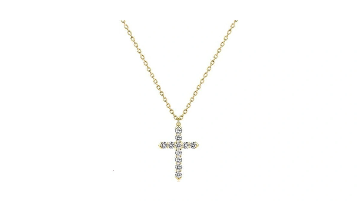 Helirose Cross Necklace For Women, 14k Gold Plated Gold Necklace
