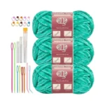 Lunarm Chenille Yarn For Crocheting Knitting, 3 Pack Of 100g/3.5oz