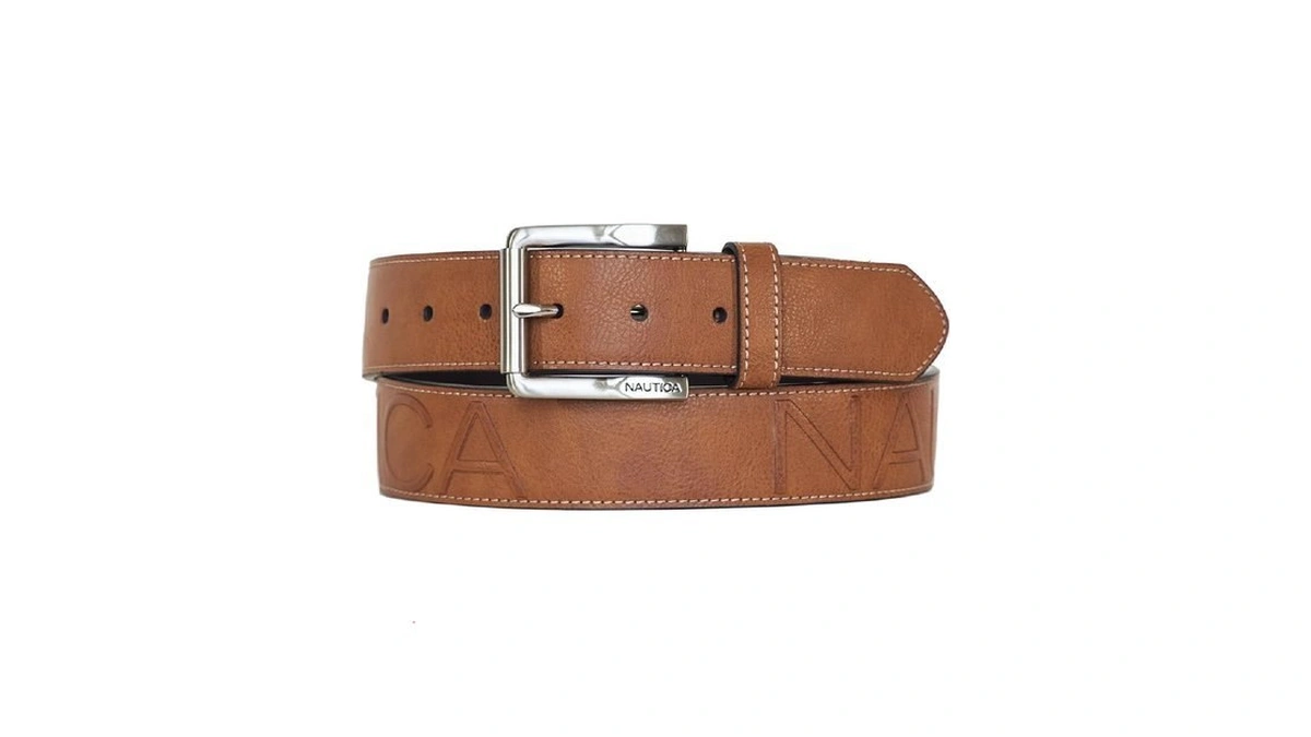 Nautica Mens Signature Logo Leather Belt | Classic | Casual