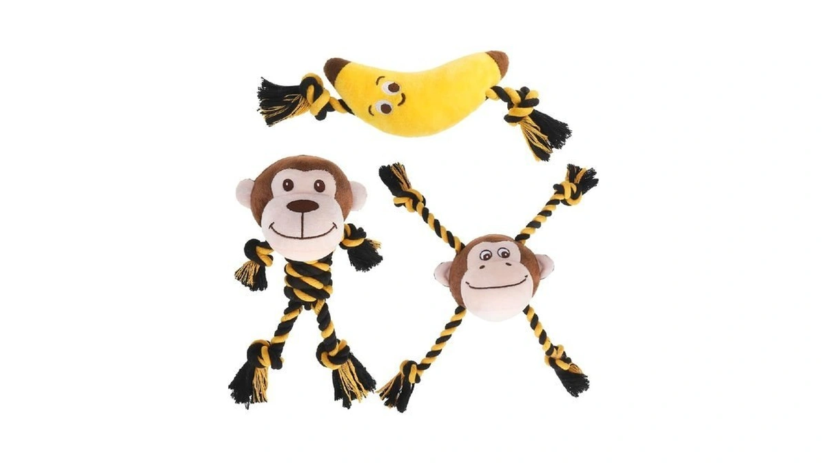 Pupteck Funny Dog Squeaky Chew Toys - 3 Pcs Cute