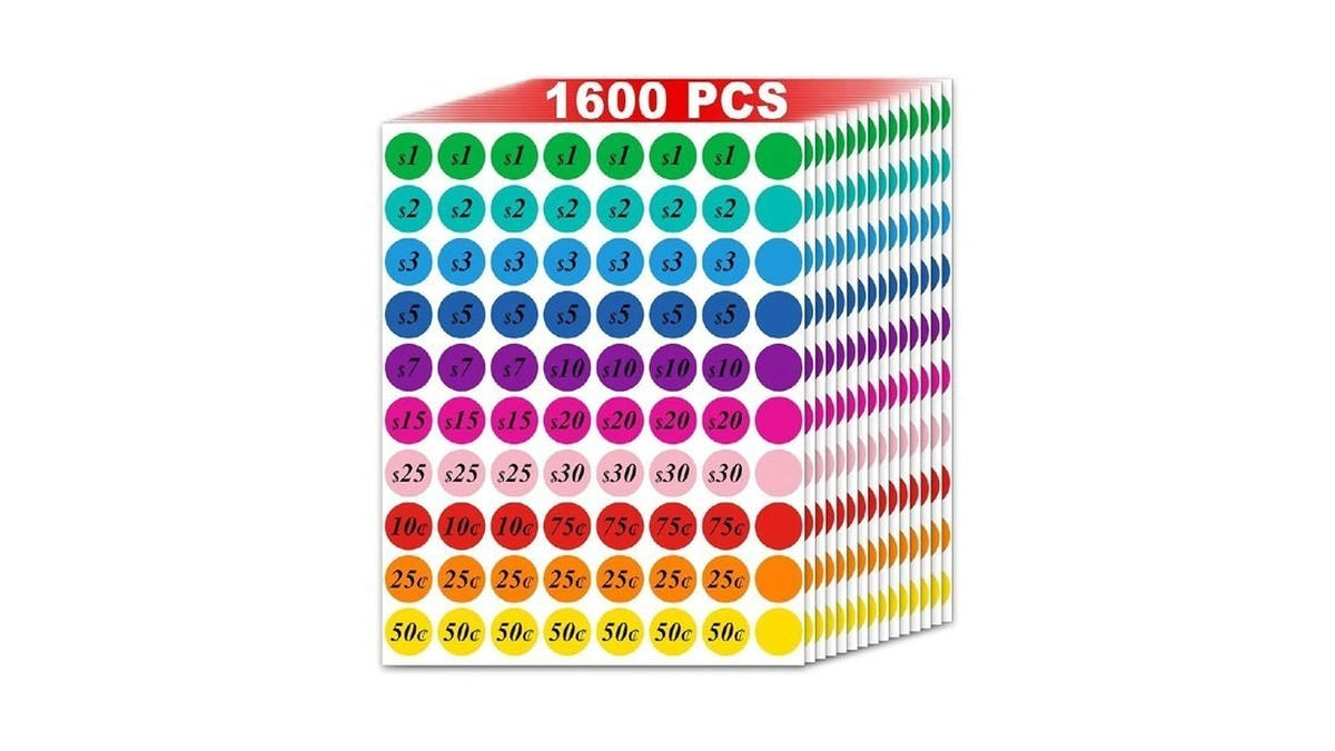 Garage Sale Price Stickers Pre-priced 1600 Pcs 3/4 Inch For