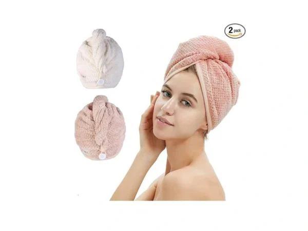 M-bestl 2 Pack Microfiber Hair Towel Wrap,hair Drying Towel With