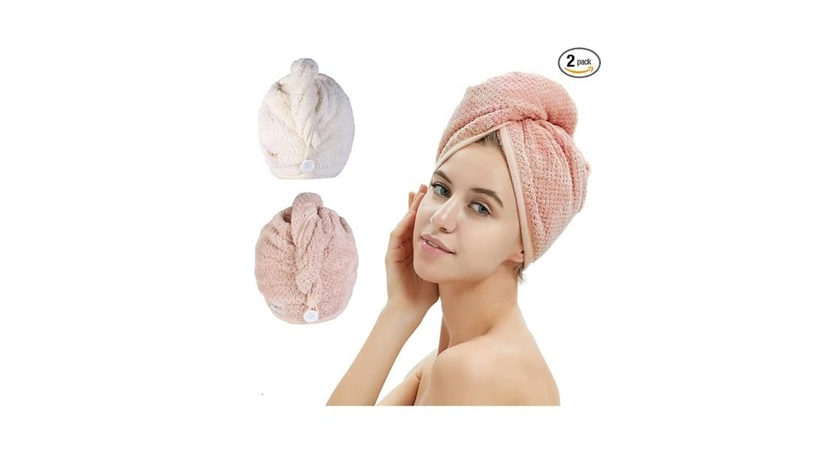 M-bestl 2 Pack Microfiber Hair Towel Wrap,hair Drying Towel With